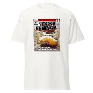 T-shirt – A Larva 28 na Rua da Prata (branca) — Design: Edgar Ascensão – Edição limitada